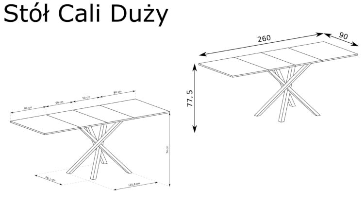 NOWOCZESNY DUŻY STÓŁ CALI 160-260