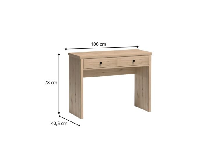 Drewniane biurko z dwiema szufladami, wymiary: szer. 100 cm, wys. 78 cm, gł. 40,5 cm