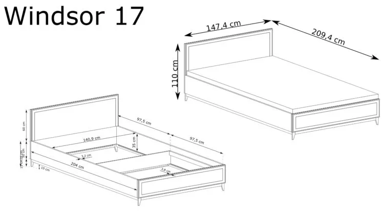 BED WITH A CONTAINER 140X200 W-17