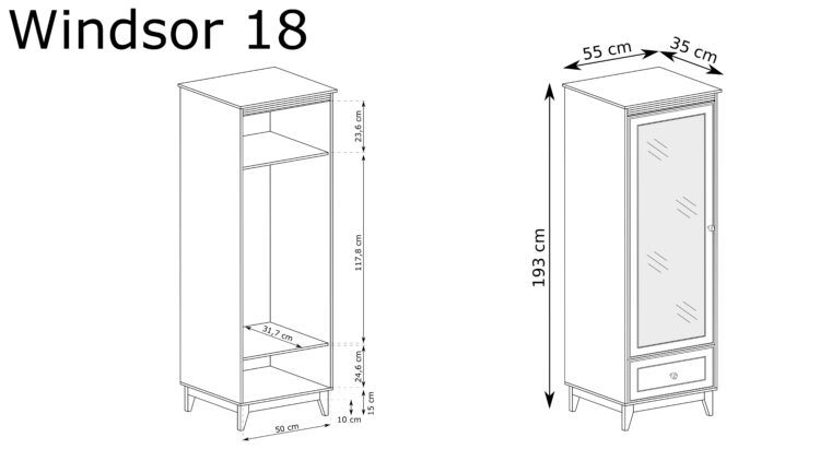 PÓŁSZAFA Z LUSTREM WINDSOR W-18